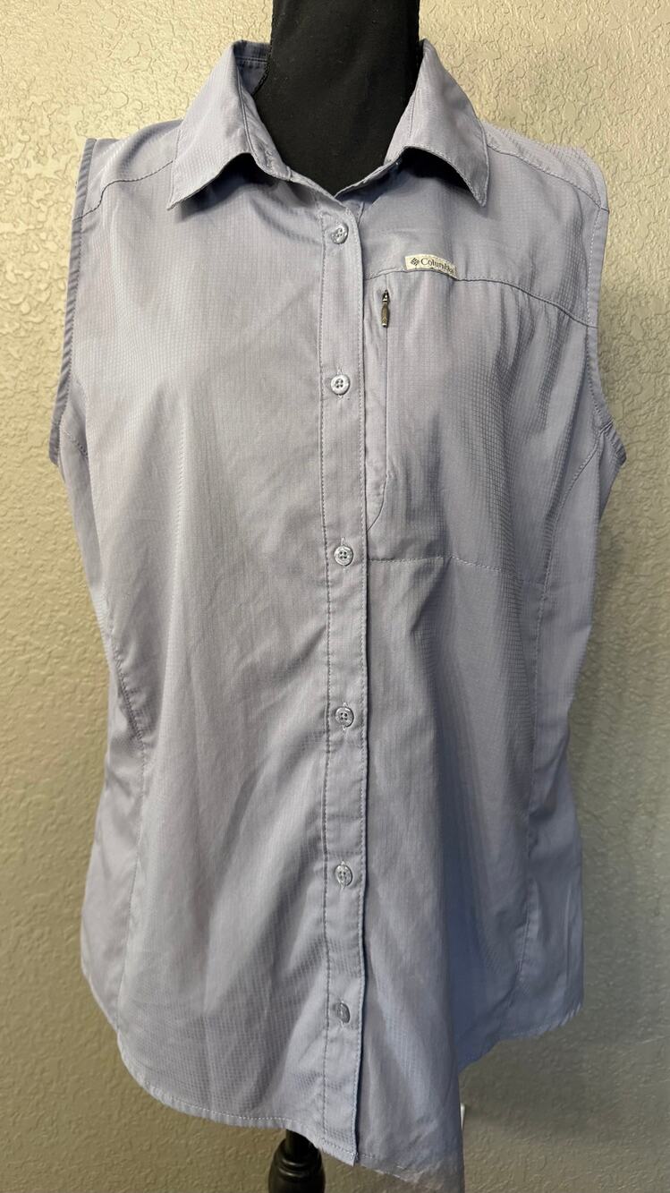 Columbia Womens Sz XL Lilac Purple Sleeveless Button Up Top Layer Shirt Vest
